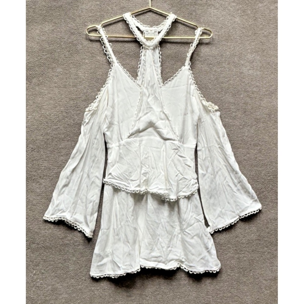 Elliatt Mini Dress Womens Medium White Lined Loop Ring Details EUC